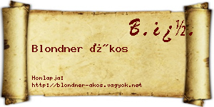 Blondner Ákos névjegykártya